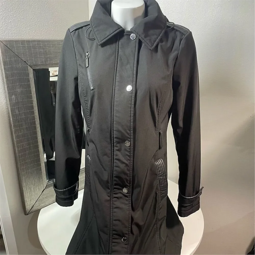 COPY - Michael Kors Women's Black Hooded Trench Coat Size S Long Sleeve
